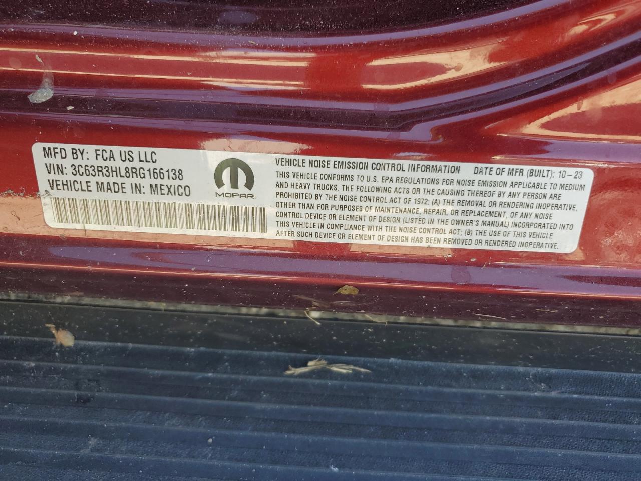 2024 Ram 3500 Big Horn VIN: 3C63R3HL8RG166138 Lot: 81941755