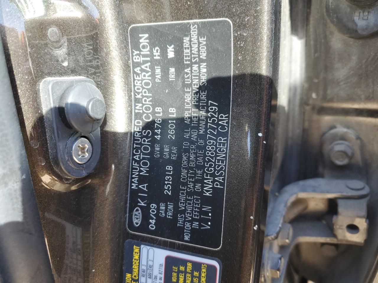 2009 Kia Rondo Base VIN: KNAFG528897275297 Lot: 87459855