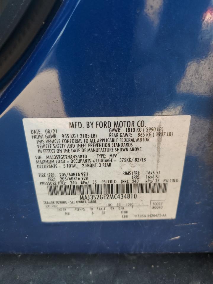 2021 Ford Ecosport Se VIN: MAJ3S2GE2MC434810 Lot: 81213695