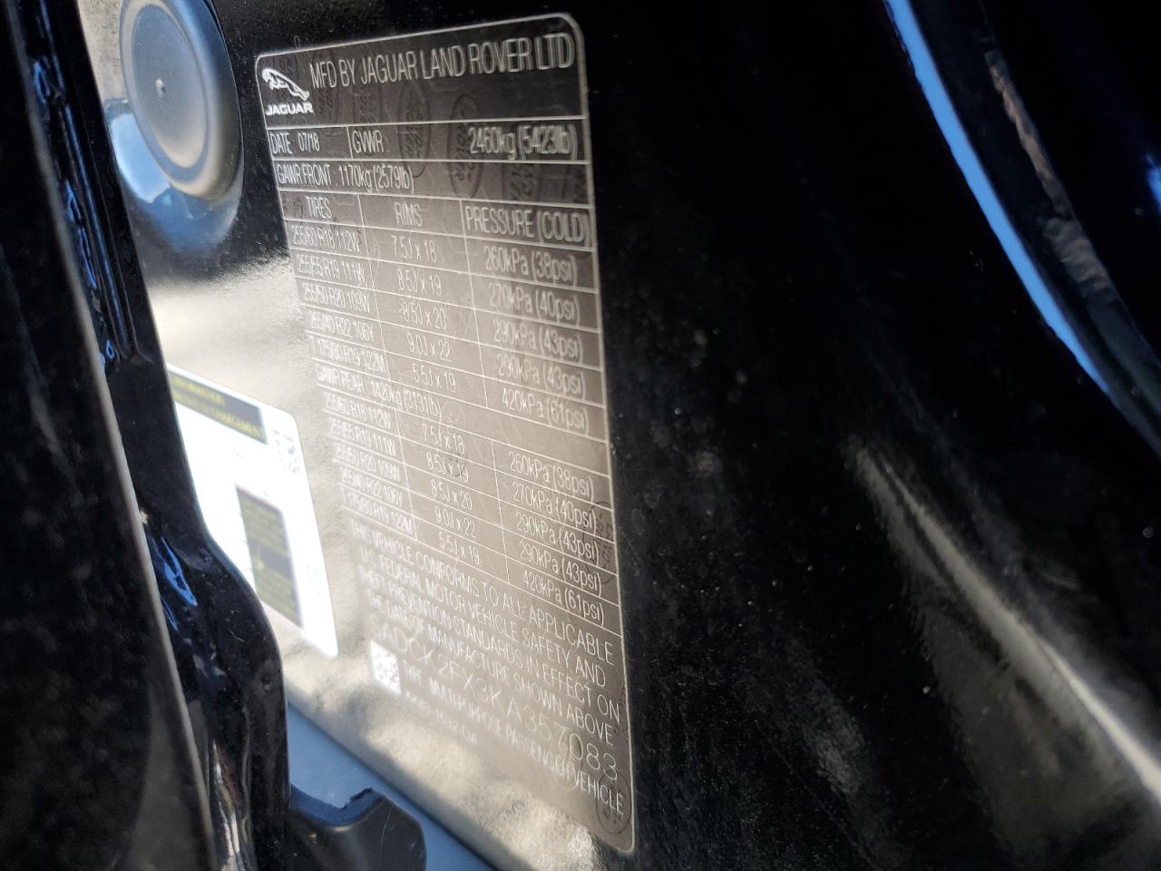 2019 Jaguar F-Pace Prestige VIN: SADCK2FX3KA357083 Lot: 82205705