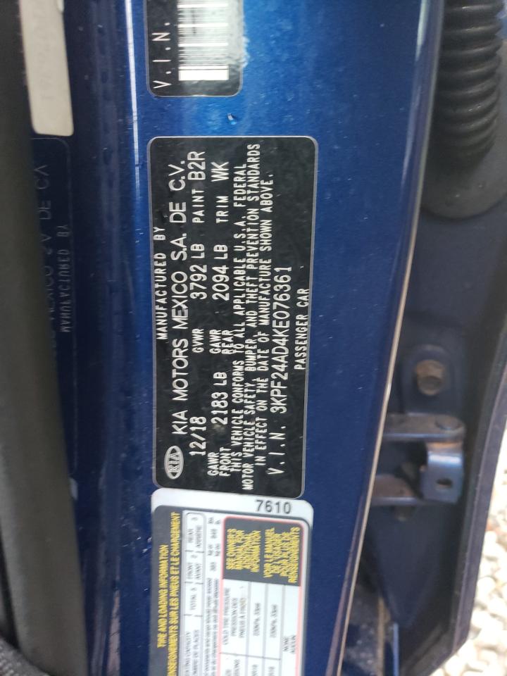 2019 Kia Forte Fe VIN: 3KPF24AD4KE076361 Lot: 82262135