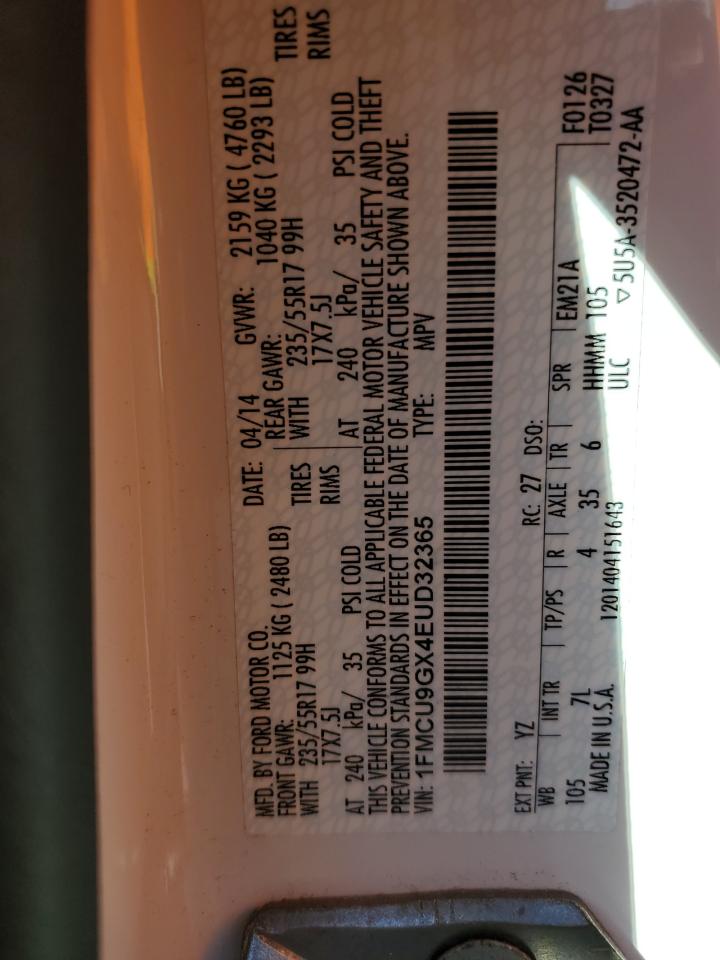 2014 Ford Escape Se VIN: 1FMCU9GX4EUD32365 Lot: 85011615