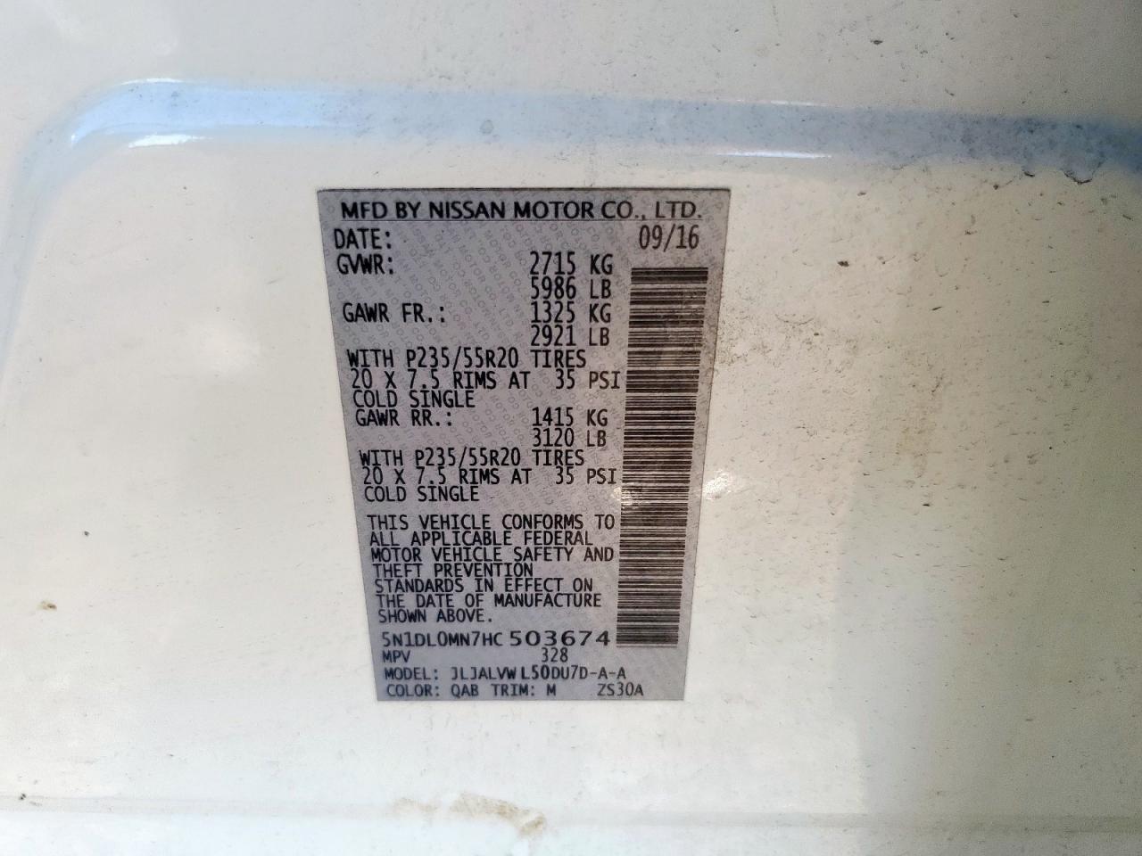 2017 Infiniti Qx60 VIN: 5N1DL0MN7HC503674 Lot: 85125715