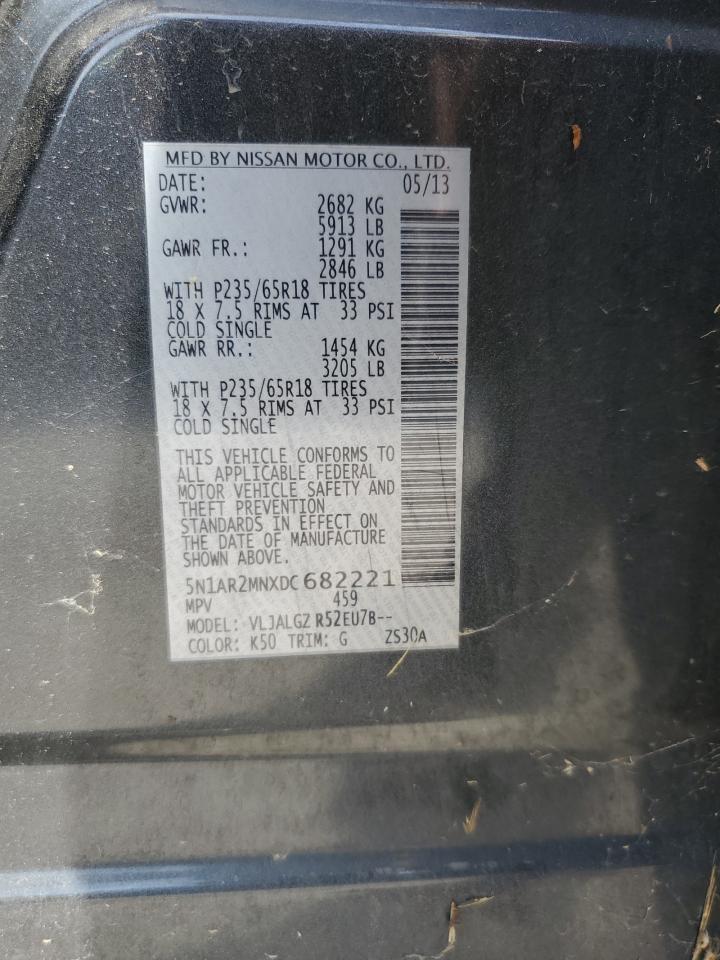 2013 Nissan Pathfinder S VIN: 5N1AR2MNXDC682221 Lot: 85281885