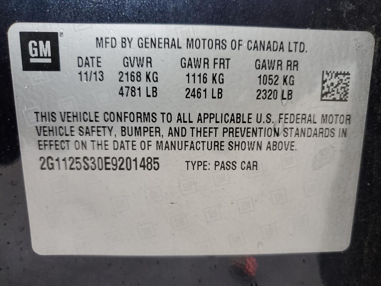 2014 Chevrolet Impala Lt VIN: 2G1125S30E9201485 Lot: 82442795