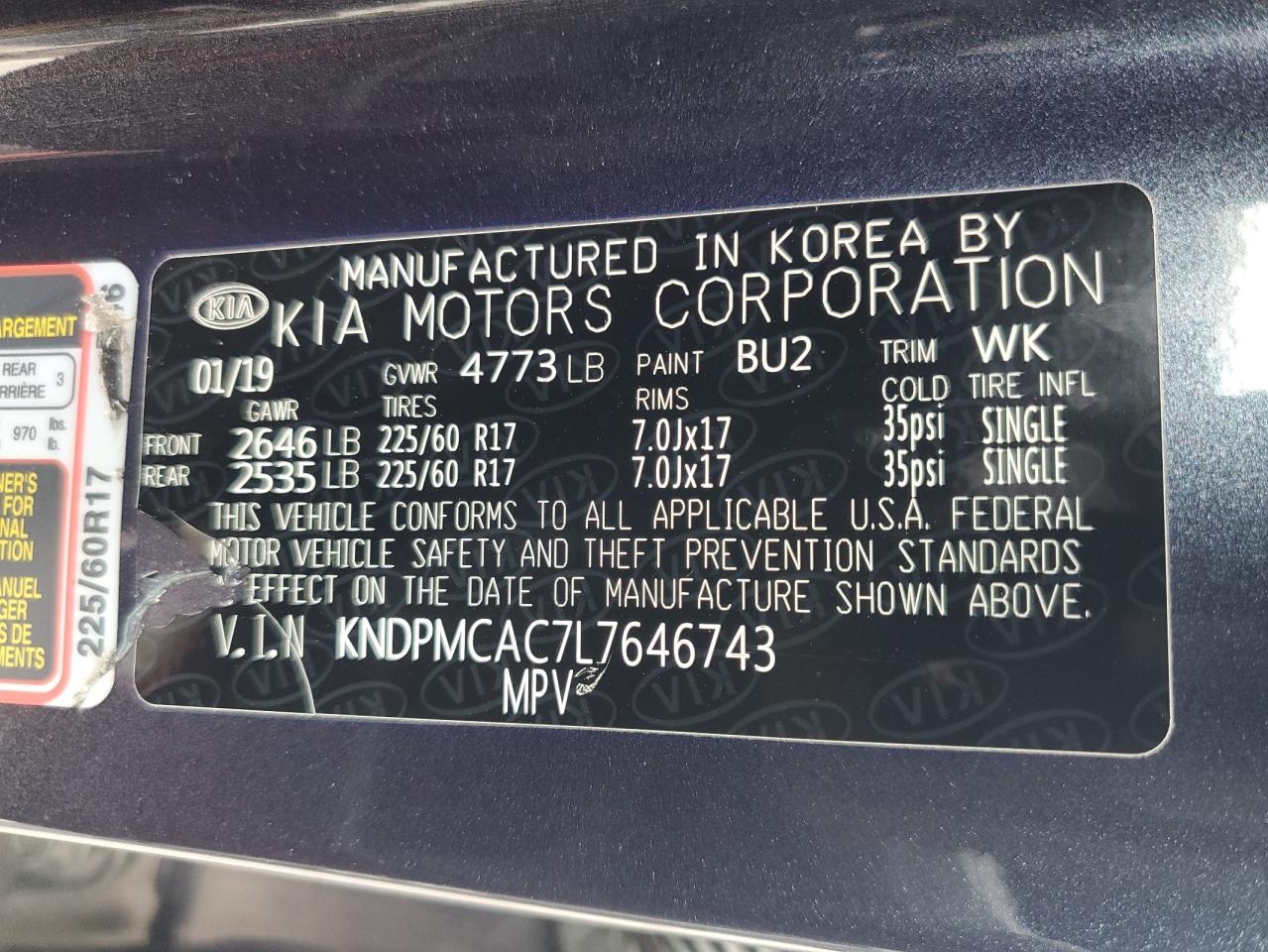 2020 Kia Sportage Lx VIN: KNDPMCAC7L7646743 Lot: 82361905