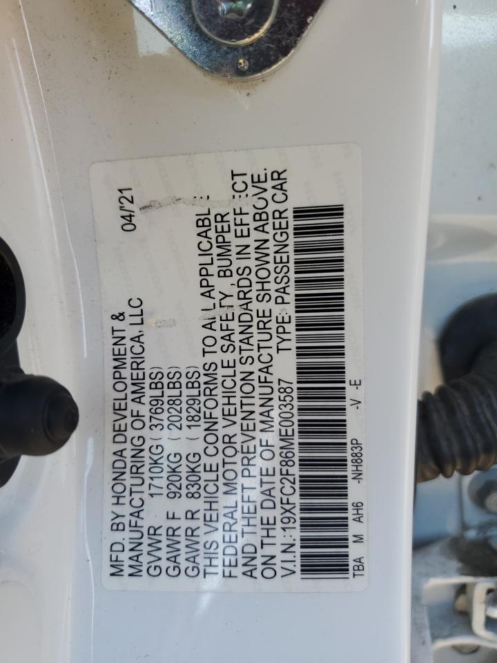 2021 Honda Civic Sport VIN: 19XFC2F86ME003587 Lot: 82178975