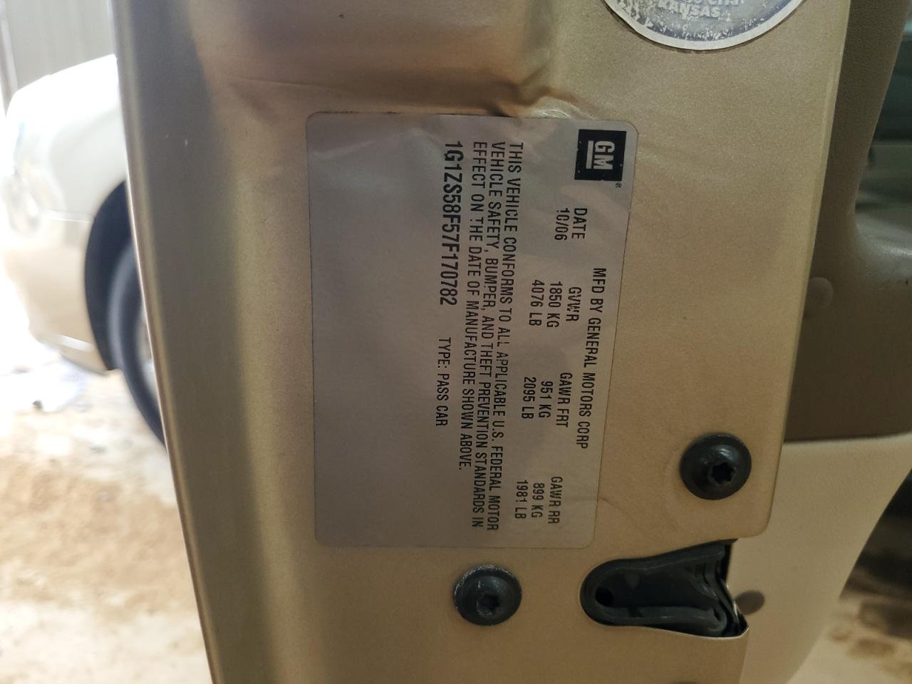 2007 Chevrolet Malibu Ls VIN: 1G1ZS58F57F170782 Lot: 81894875