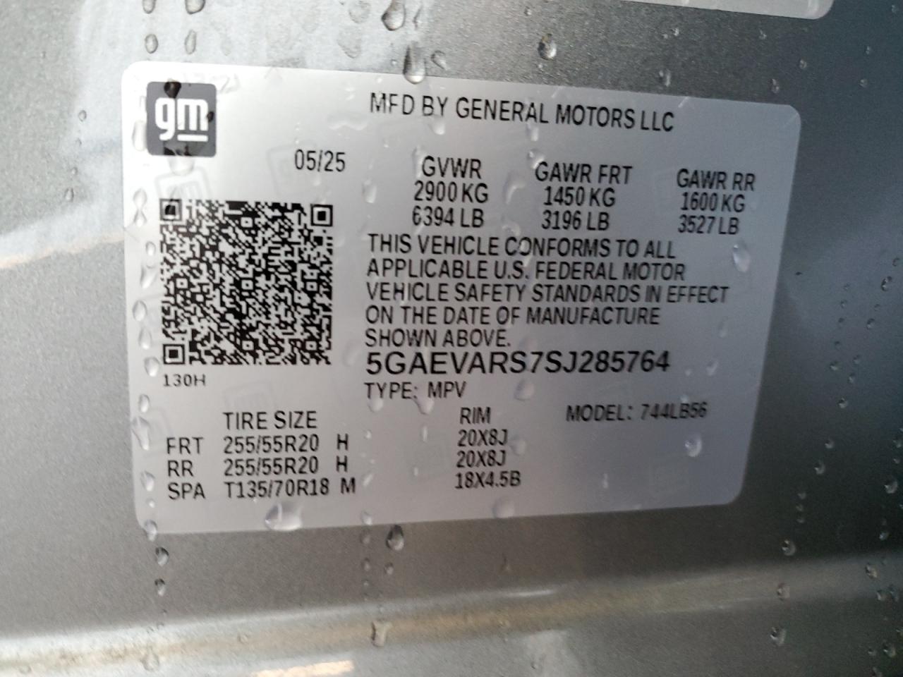 2025 Buick Enclave Preferred VIN: 5GAEVARS7SJ285764 Lot: 84655655