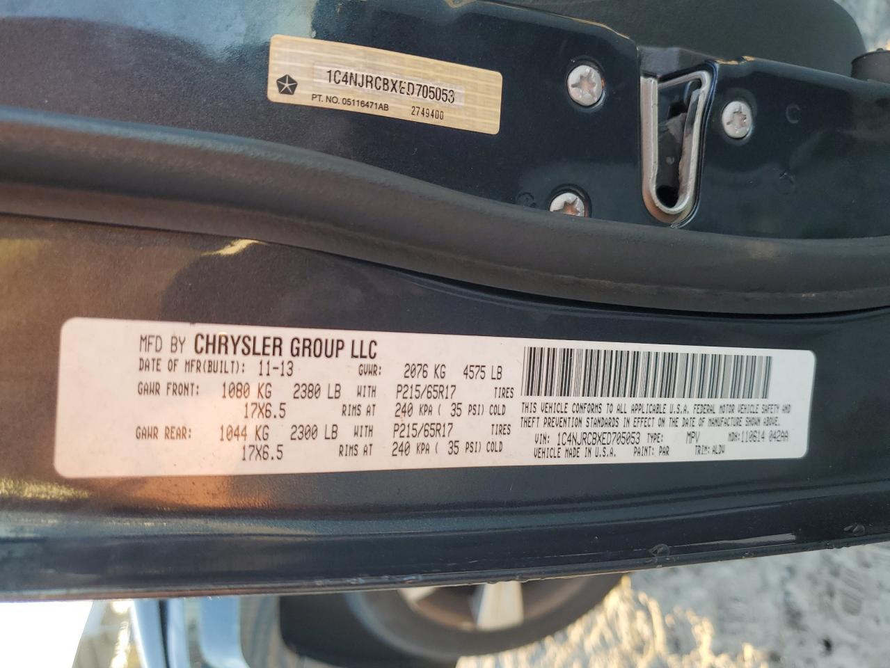 2014 Jeep Patriot Limited VIN: 1C4NJRCBXED705053 Lot: 86699235