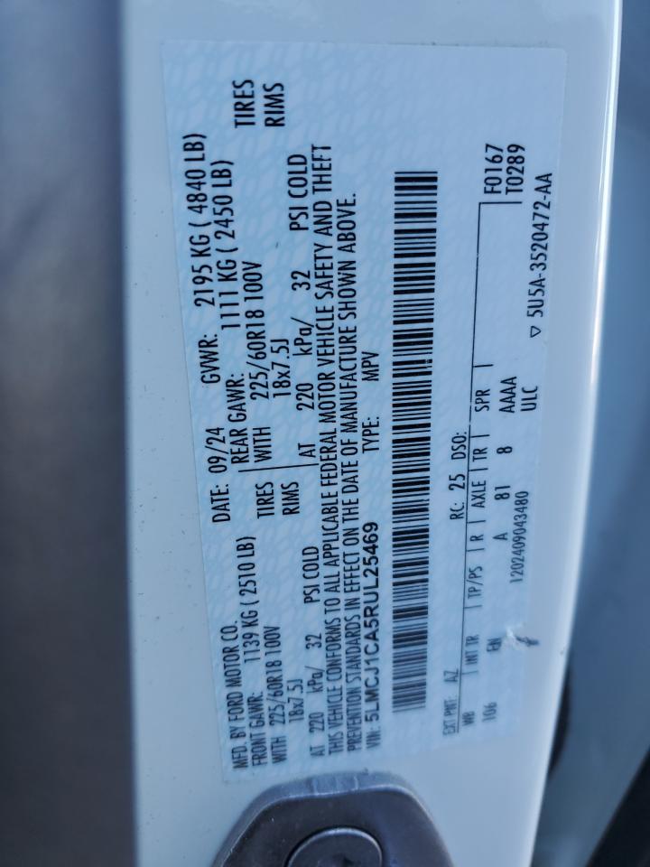 2024 Lincoln Corsair VIN: 5LMCJ1CA5RUL25469 Lot: 90916065