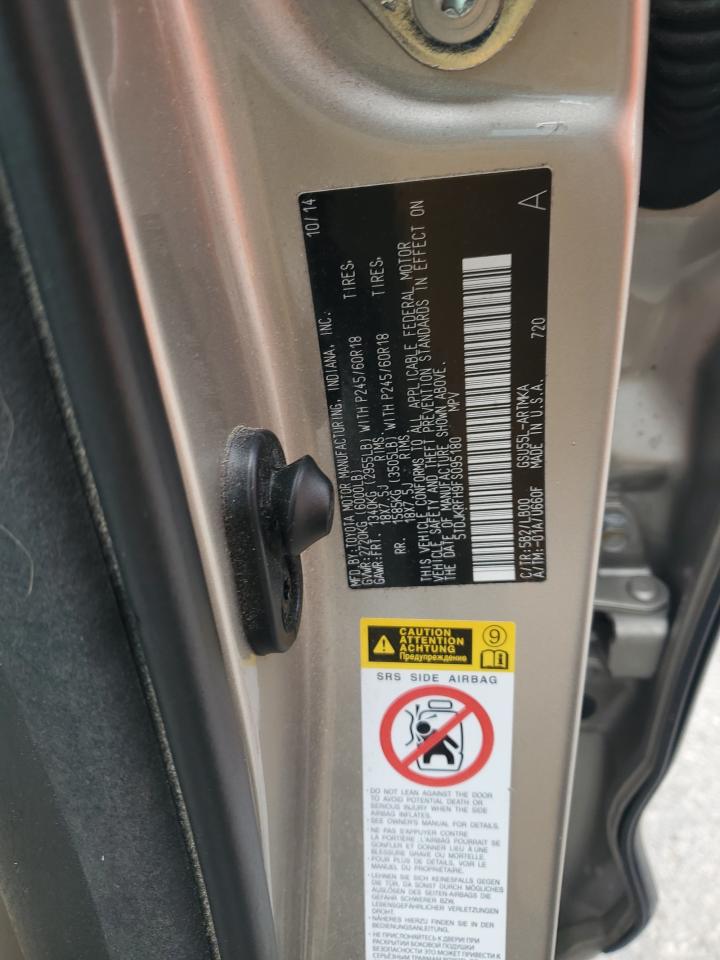 2015 Toyota Highlander Xle VIN: 5TDJKRFH9FS095180 Lot: 82432025