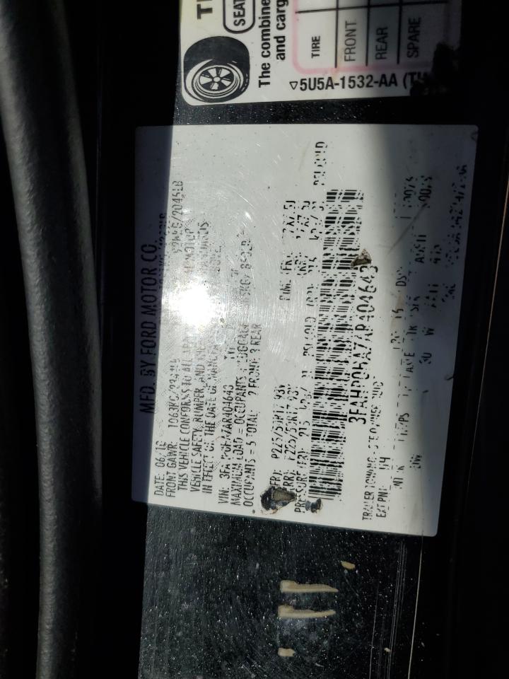 2010 Ford Fusion Se VIN: 3FAHP0HA7AR404643 Lot: 84003225