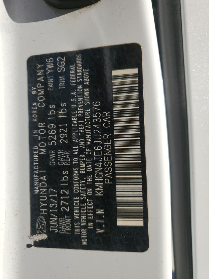 2018 Genesis G80 Base VIN: KMHGN4JE6JU243576 Lot: 82532505