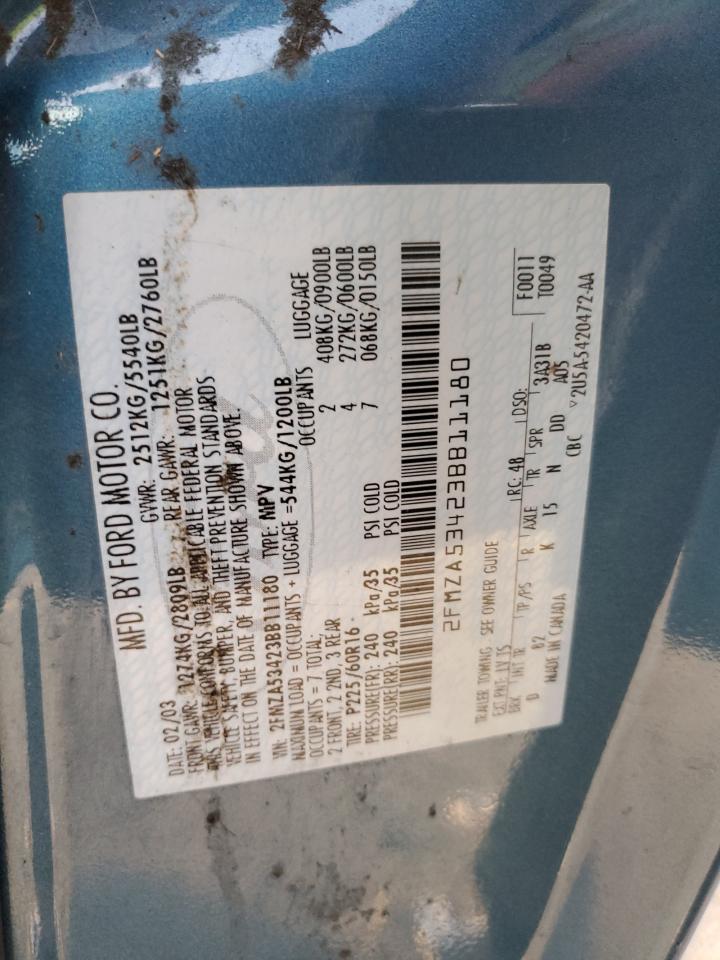 2003 Ford Windstar Sel VIN: 2FMZA53423BB11180 Lot: 82746695