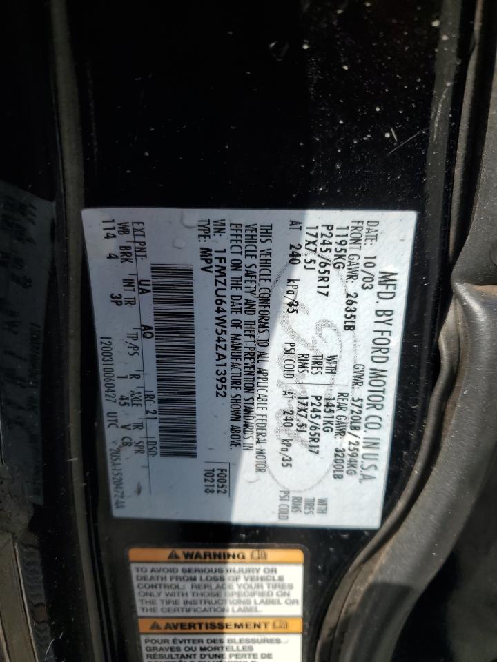 2004 Ford Explorer Eddie Bauer VIN: 1FMZU64W54ZA13952 Lot: 86152315