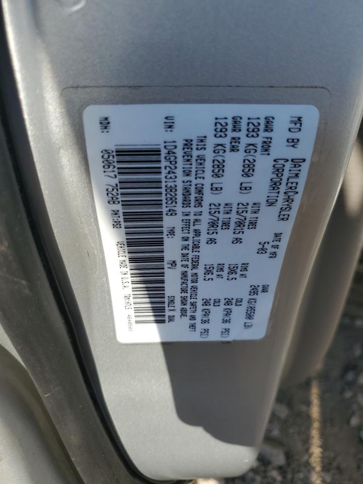 2003 Dodge Grand Caravan Se VIN: 1D4GP24313B285149 Lot: 82296405