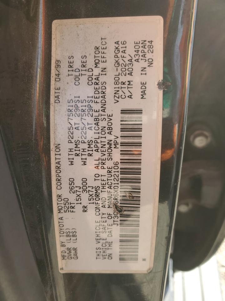 1999 Toyota 4Runner Sr5 VIN: JT3GN86R6X0122106 Lot: 84932305