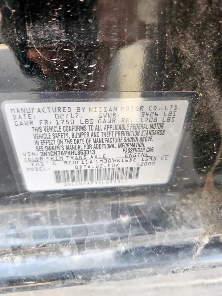 2017 Nissan Versa S VIN: 3N1CN7AP4HL853313 Lot: 85491575