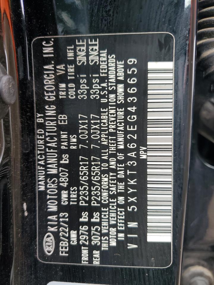 2014 Kia Sorento Lx VIN: 5XYKT3A62EG436659 Lot: 86297435