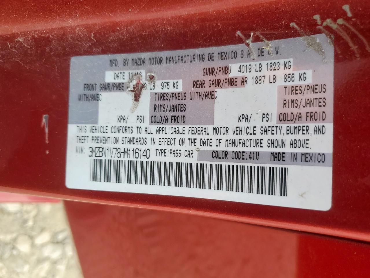 2017 Mazda 3 Touring VIN: 3MZBN1V78HM116140 Lot: 85275605