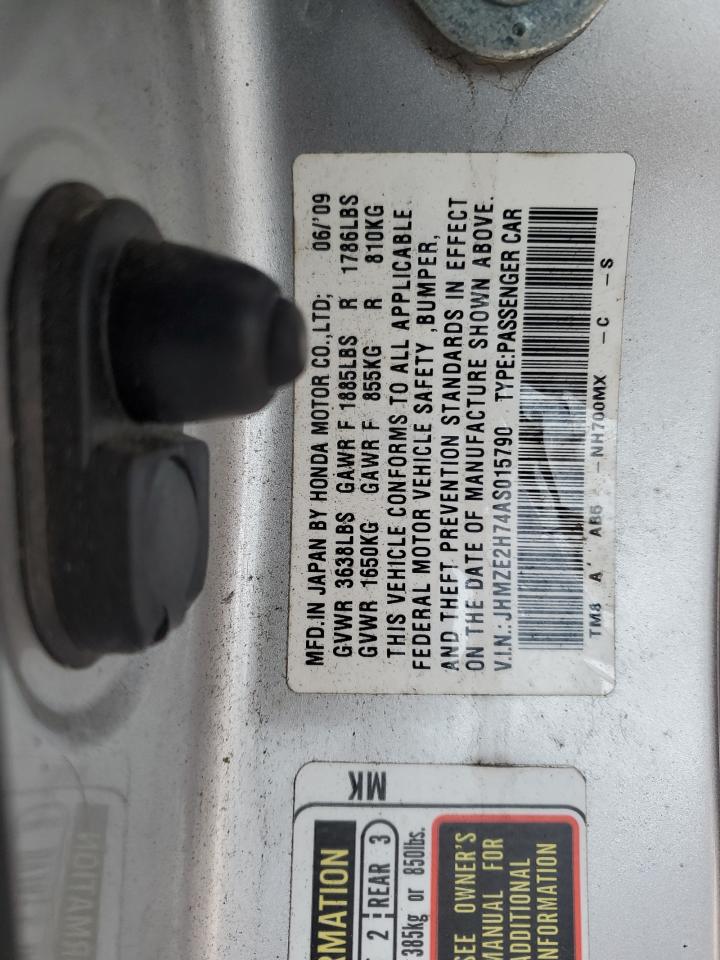 2010 Honda Insight Ex VIN: JHMZE2H74AS015790 Lot: 89452995