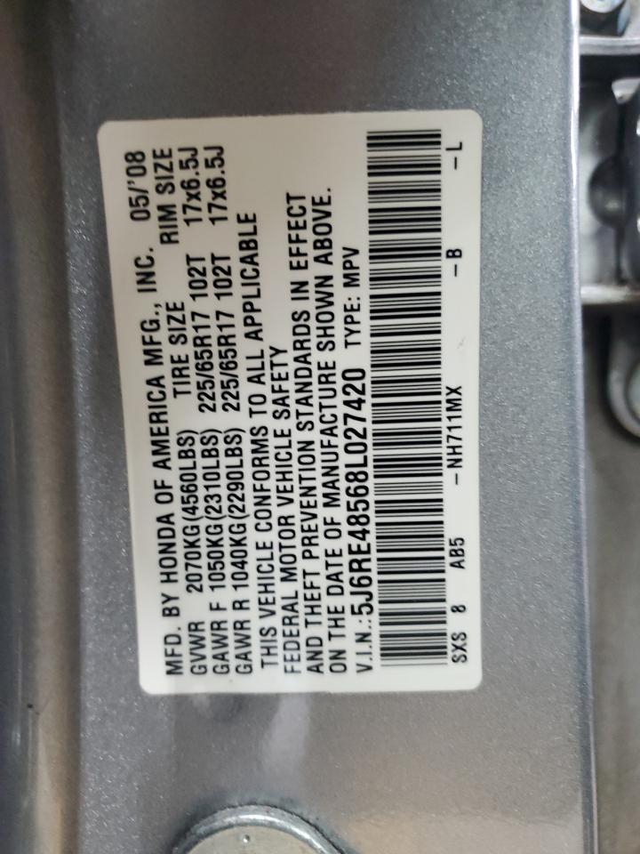 2008 Honda Cr-V Ex VIN: 5J6RE48568L027420 Lot: 82748355