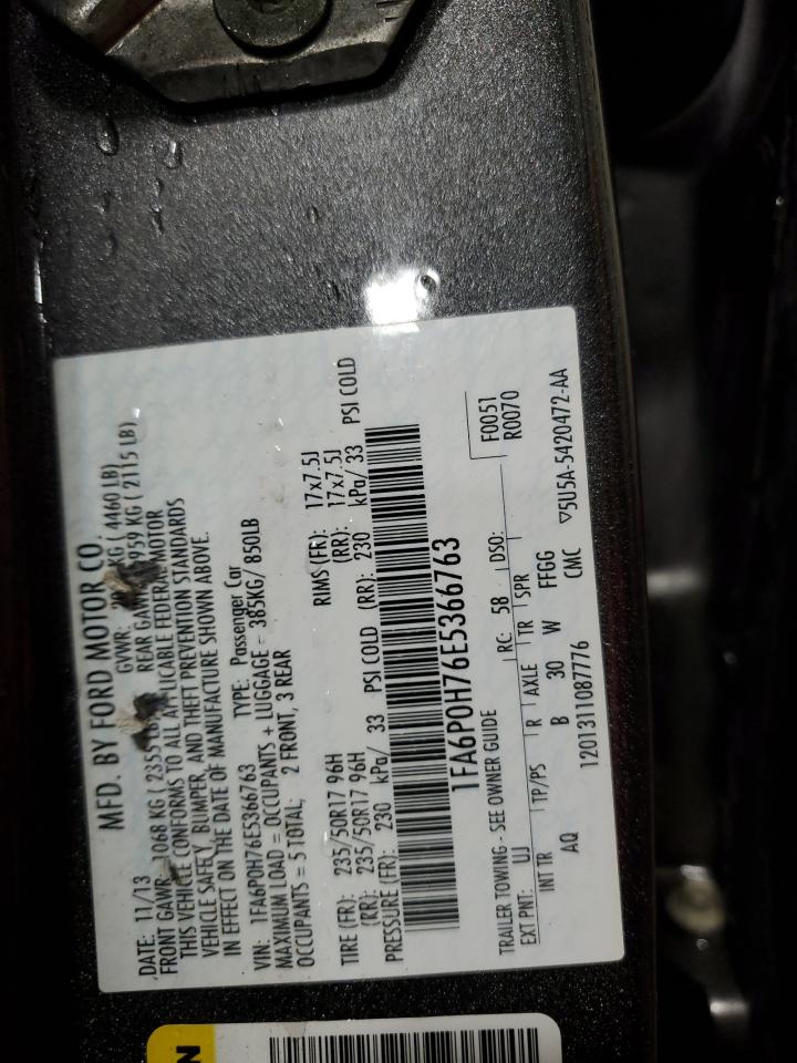 2014 Ford Fusion Se VIN: 1FA6P0H76E5366763 Lot: 90359135