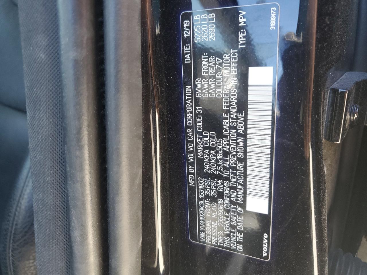 2020 Volvo Xc60 T5 Momentum VIN: YV4102DK3L1531832 Lot: 86433125