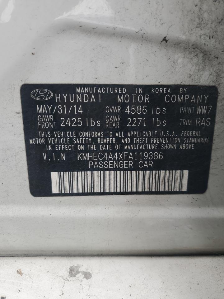 2015 Hyundai Sonata Hybrid VIN: KMHEC4A4XFA119386 Lot: 86144895