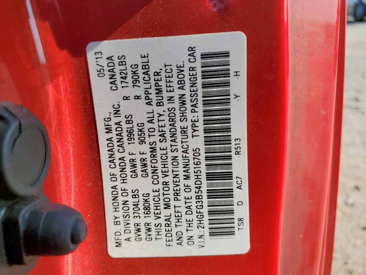 2013 Honda Civic Lx VIN: 2HGFG3B54DH516705 Lot: 85079555