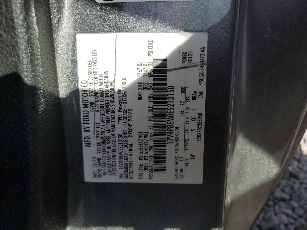 2014 Ford Mustang VIN: 1ZVBP8EM0E5213150 Lot: 84927015