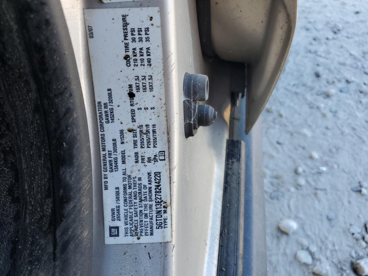 2007 Hummer H3 VIN: 5GTDN13E278214220 Lot: 87368845