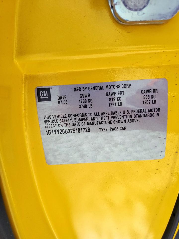 2007 Chevrolet Corvette VIN: 1G1YY26U275101726 Lot: 85092155