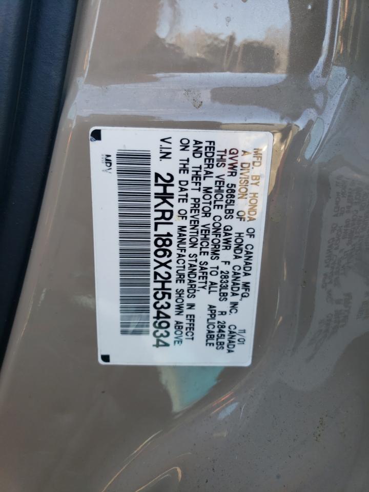 2002 Honda Odyssey Ex VIN: 2HKRL186X2H534934 Lot: 90764355