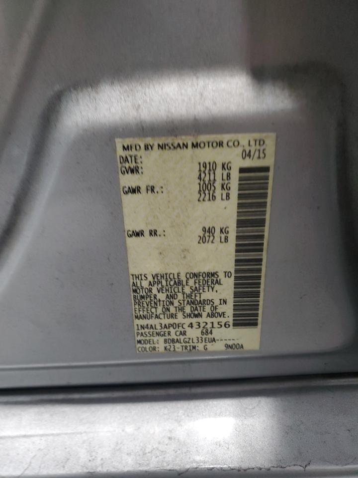 2015 Nissan Altima 2.5 VIN: 1N4AL3AP0FC432156 Lot: 90498485