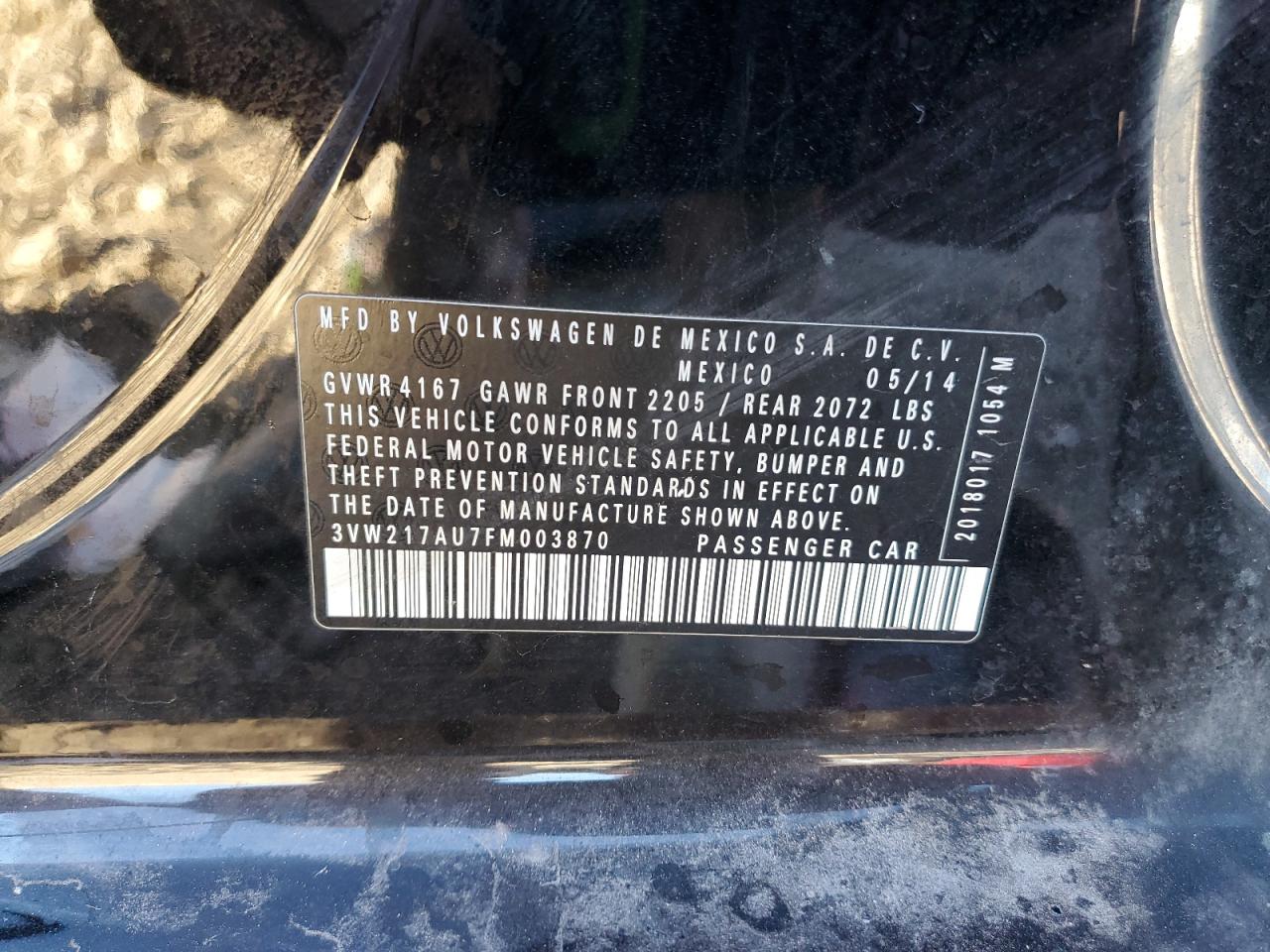 2015 Volkswagen Golf VIN: 3VW217AU7FM003870 Lot: 82676075