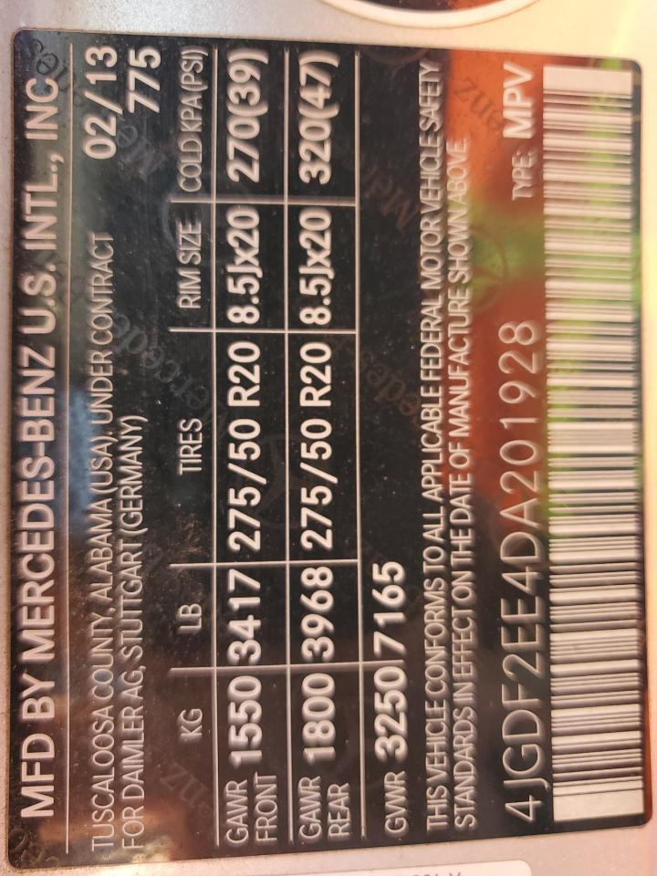 2013 Mercedes-Benz Gl 350 Bluetec VIN: 4JGDF2EE4DA201928 Lot: 86504325