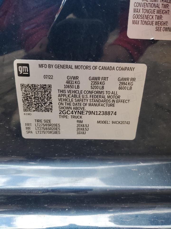 2022 Chevrolet Silverado K2500 Heavy Duty Lt VIN: 2GC4YNE79N1238874 Lot: 82658715