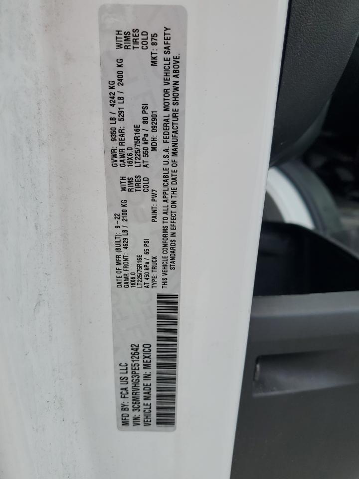 2023 Ram Promaster 3500 3500 High VIN: 3C6MRVHG3PE512642 Lot: 89627015