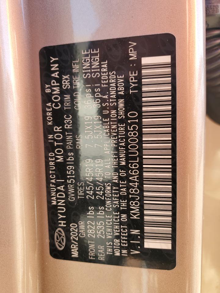 2020 Hyundai Nexo Limited VIN: KM8J84A66LU008510 Lot: 85515595