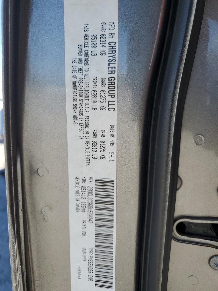 2011 Dodge Charger VIN: 2B3CL3CG6BH560247 Lot: 85347355