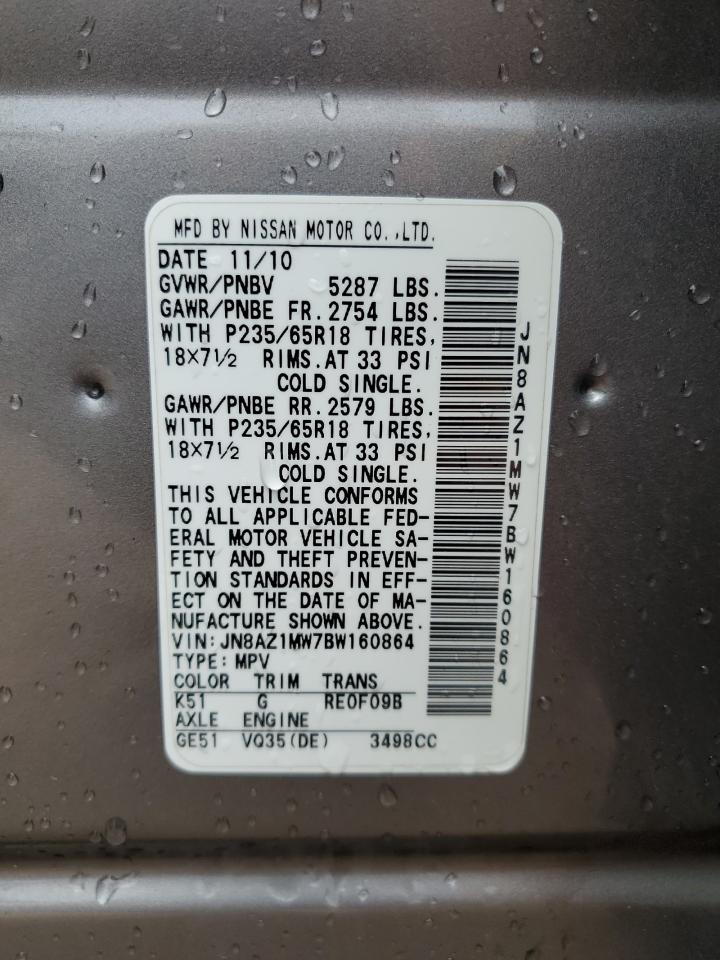 2011 Nissan Murano S VIN: JN8AZ1MW7BW160864 Lot: 86071215