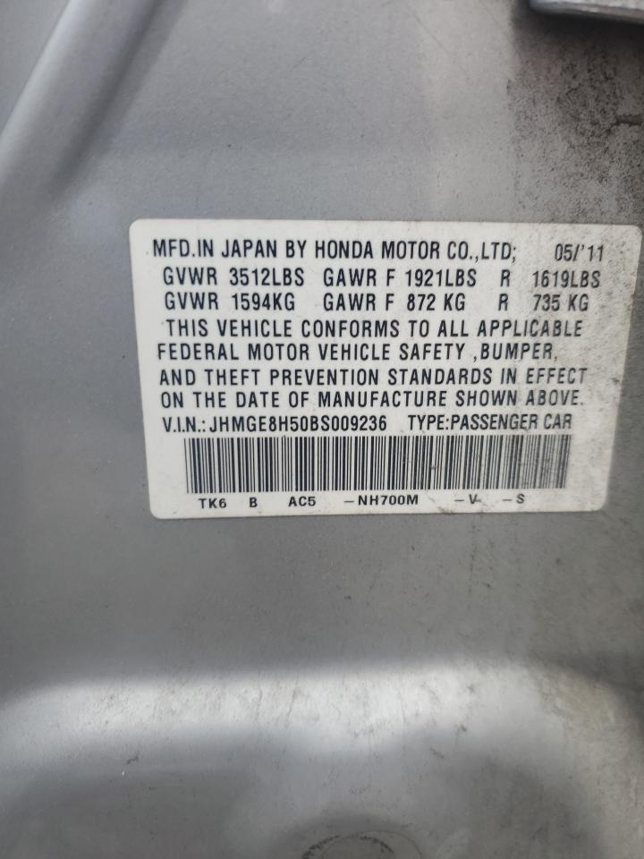 2011 Honda Fit Sport VIN: JHMGE8H50BS009236 Lot: 90235645