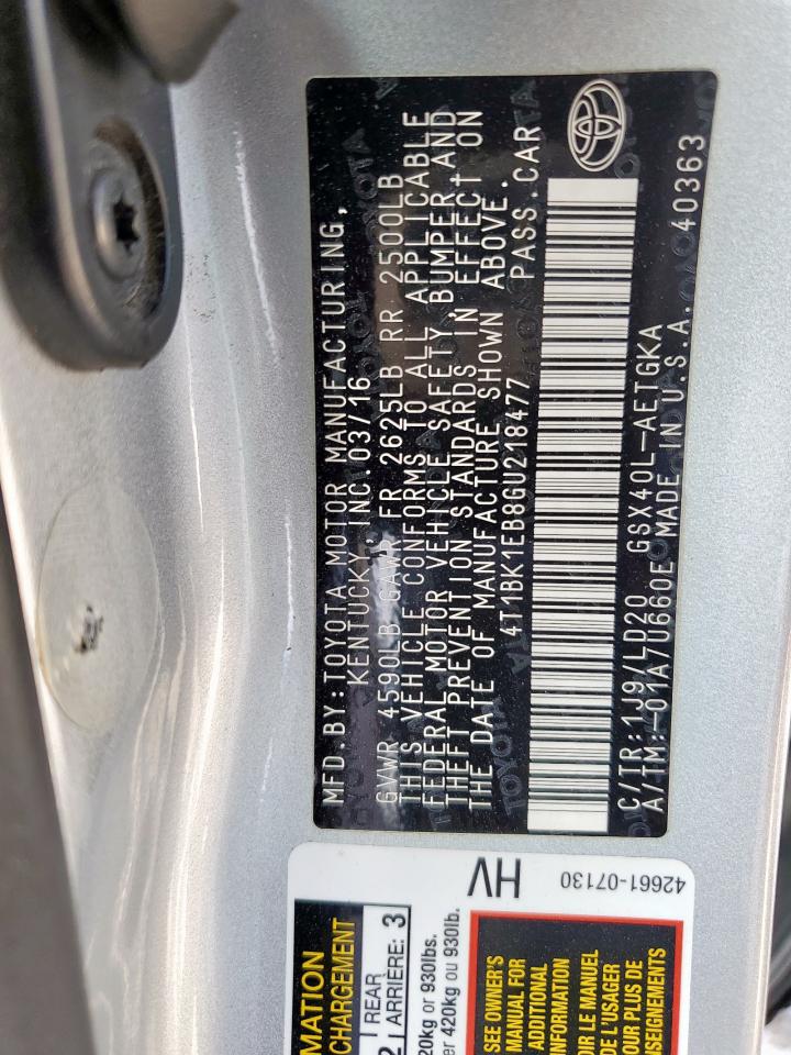 2016 Toyota Avalon Xle VIN: 4T1BK1EB8GU218477 Lot: 84280665