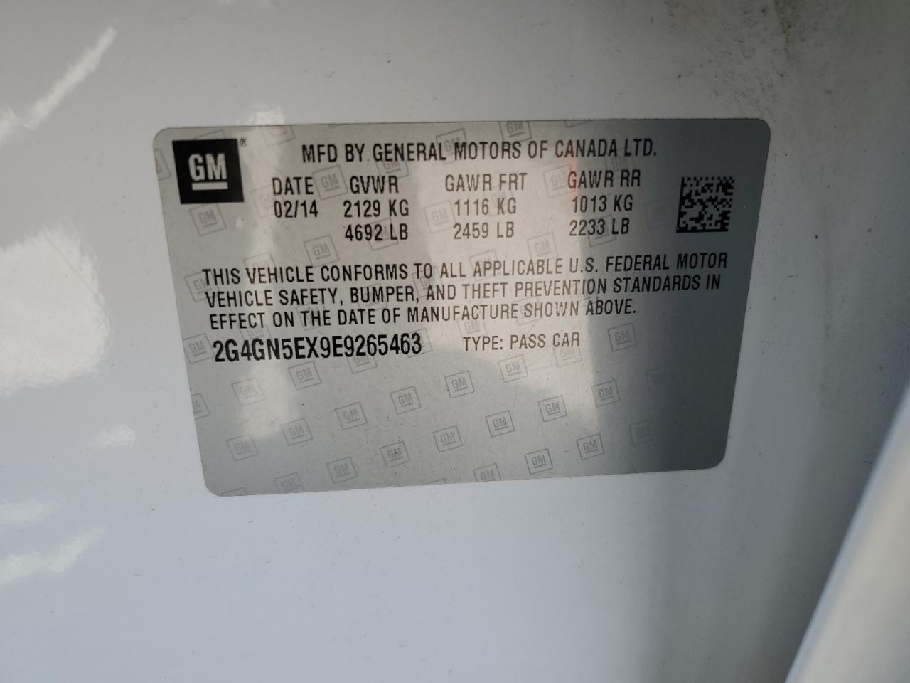 2014 Buick Regal Premium VIN: 2G4GN5EX9E9265463 Lot: 84449585