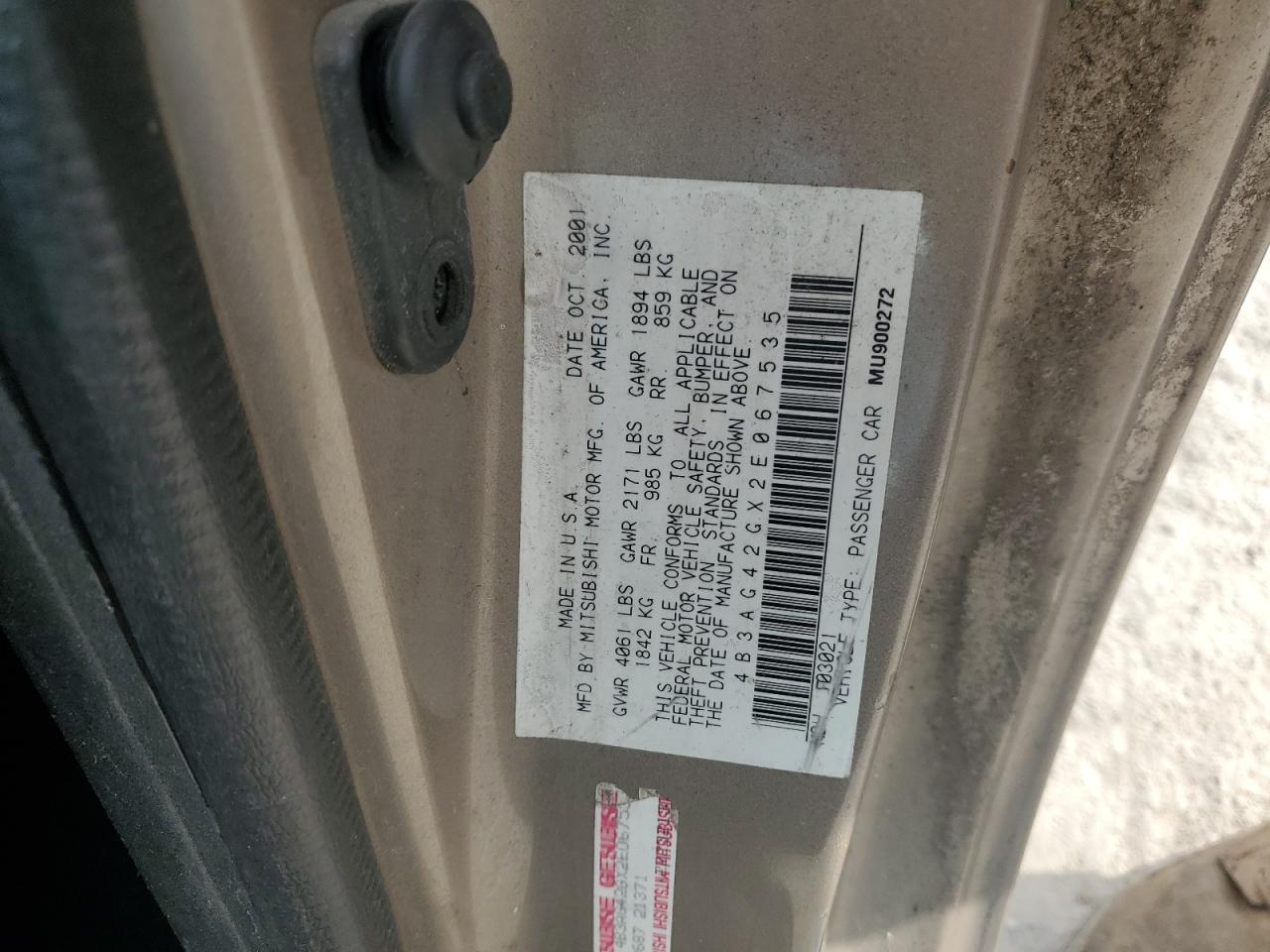 2002 Dodge Stratus Se VIN: 4B3AG42GX2E067535 Lot: 82308805