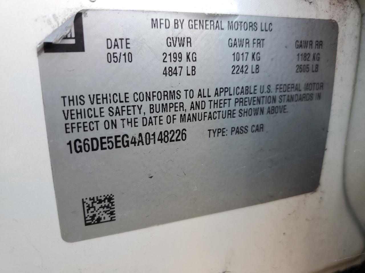 2010 Cadillac Cts Luxury Collection VIN: 1G6DE5EG4A0148226 Lot: 87406045