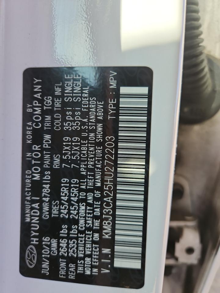 2017 Hyundai Tucson Limited VIN: KM8J3CA25HU272203 Lot: 86619715