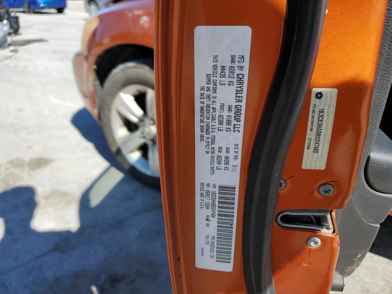 2011 Dodge Caliber Mainstreet VIN: 1B3CB3HA8BD247480 Lot: 82258175